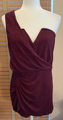 $99.99 • Buy NWT ROSA CHA Burgundy Paillette Gathered Shoulder Cocktail Dress Sz L $328 P1535