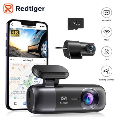 $189.99 • Buy REDTIGER F9 Dash Cam 4K Front And Rear Dash Camera WiFi GPS With Free SD Card