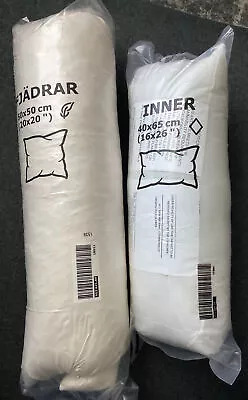 2 IKEA Pillow Inserts Duck Feathers FJADRAR  20x20 & 16x26 Cushions SEALED • £14.46