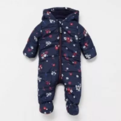 £12.99 • Buy Debenhams Baby Girl Snowsuit Pram Suit All In One Coat Hooded Flowers 18 - 24 M