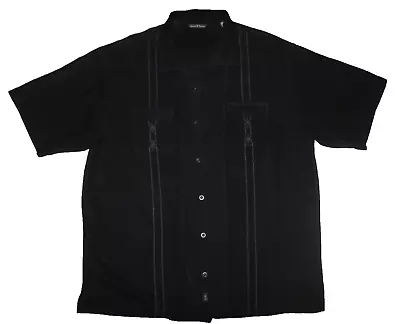 TOMMY BAHAMA 100% SilK Shirt Black Short Sleeve Men's XL • $14.99