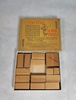 RARE Vintage 1927 Ching-Foo Klotski Wood Sliding Puzzle Complete • $22