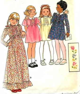 Vtg BOHO Butterick Pattern 5602 Girls' DRESS Maxi Short Ruffle Cottagecore Sz 4 • $7.99