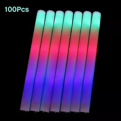 100pcs 18.9  LED Light Up Foam Sticks Flashing Glow Wand Tube Party Celebrations • $58.99