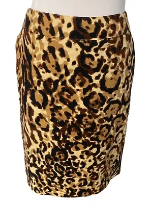 Leopard Print Stretch Pencil Skirt Mob Wife Sexy Office Siren Lined Merona 8 • $8.40