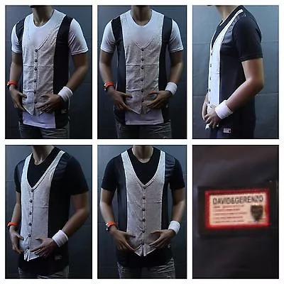 £26.30 • Buy Men Long T-Shirt Vest Tank Top Casual Tee Fashion Stylish Extended T Black White