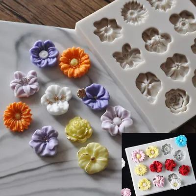 Flower Rose Plants Lace Silicone Fondant Mould Cake Decorating Baking Icing Mold • £3.89