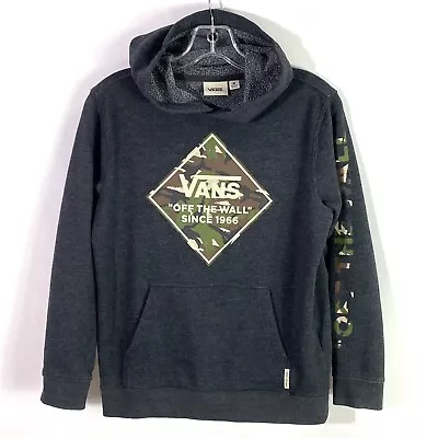 Vans Hoodie Size Youth Med Gray Spell Out Off The Wall Charcoal Gray/Camo • £10.44