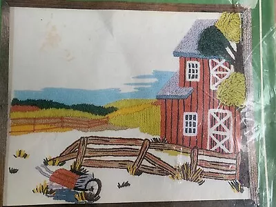 Barn Scene With Plow Vintage Crewel Kit Vogart NIP 8x10 • $14