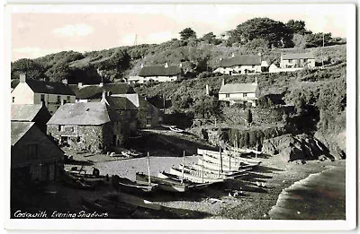 Cadgwith Cornwall Evening Shadows Boats Beach - Vintage Real Photo Postcard N26 • £4.45