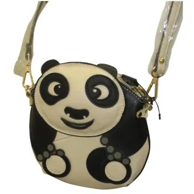 Funky Panda Adjustable Strap Zipper Fastening Small Animal Cross Body Bag Beige • £19.99