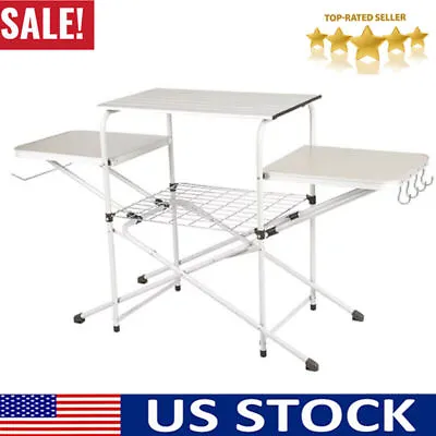 Kitchen Cooking Stand Outdoor Camping Portable Folding Grilling W/ 3 Table Tops • $40