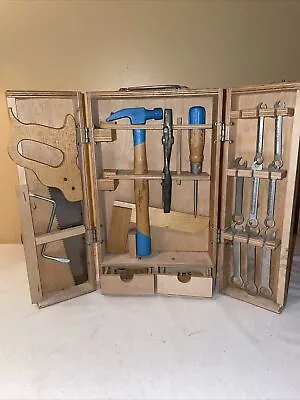 Vintage Billy Builder’s Children’s Tool Kit W/Wooden Tool Box Made In Poland • $15