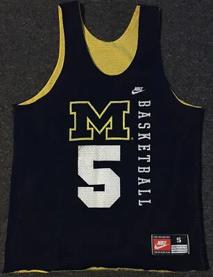 Vtg 90s Nike University Of Michigan Fab Five Basketball Warmup Practice Jersey S • $179.95