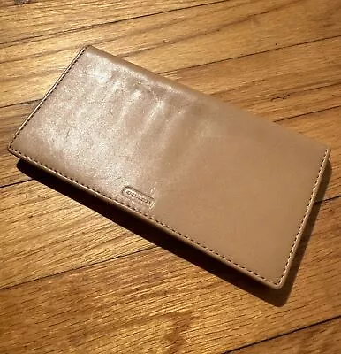 Vintage Coach Tan Brown Leather Slim Clutch Long Wallet • $30