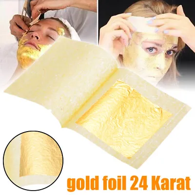 10Pcs 24K Gold Foil Edible Gold Leaf Sheets For DIY Cake Decoration Arts Crafts • £4.99