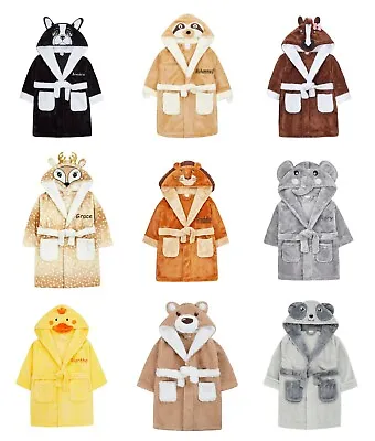 £16.95 • Buy Personalised Baby Dressing Gown Duck Giraffe Monkey Elephant Robe Embroidered 