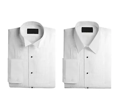 Pre-Owned Men's Tuxedo Pleated Dress Shirts Wingtip & Laydown Collar • $12.59