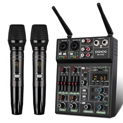 £152.97 • Buy USB Audio Mixer Wireless Microphone 4 Channel Studio Sound Mixing DJ Console