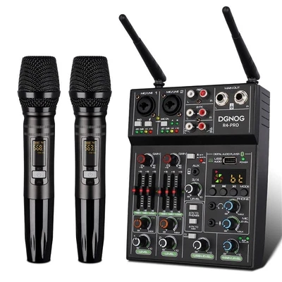 £152.97 • Buy USB Audio Mixer Wireless Microphone 4 Channel Studio Sound Mixing DJ Console