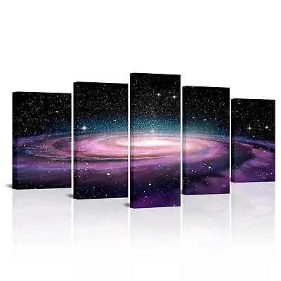 Starry Galaxy Universe Canvas Wall Art 5-Piece Framed Artwork For Home Office • $71.53