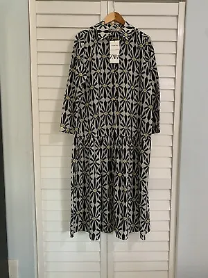 $55 • Buy Zara Womens Long Print Dress Black/ White. Size M