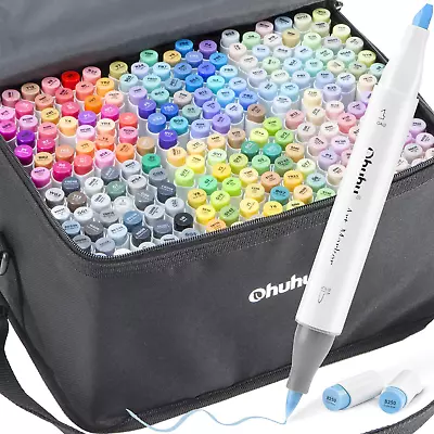 Ohuhu Alcohol Art Markers Set 216-color Double Tipped Brush & Chisel Sketch Mar • $275.76