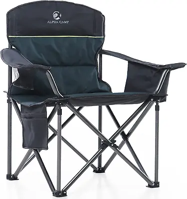 Oversized Camping Folding Chair Heavy Duty Lawn Chair With Cooler Ba • $130.80