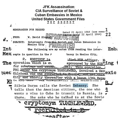 JFK Assassination: CIA Surveillance Of Soviet & Cuban Embassies In Mexico Files • $25.56