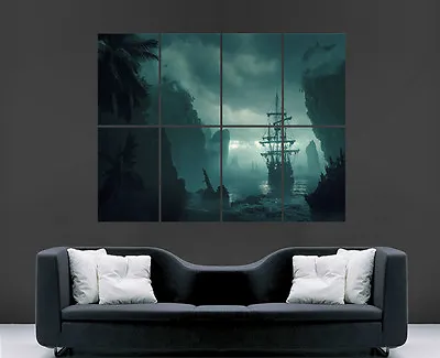 £18.95 • Buy Pirate Ship Island Sea Water Fog  Poster Picture Wall Image  Art Print Large