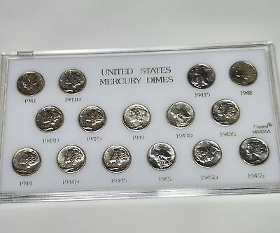 Nice Set 15 Mercury Dimes 1941-1945 P D S BU Uncirculated Unc. Capital Holder • $195