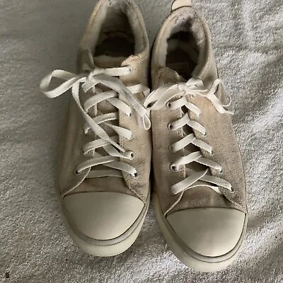 UGG Evera Cream Color Canvas Suede Sheepskin Lined Sneakers Size 8.5M • $25