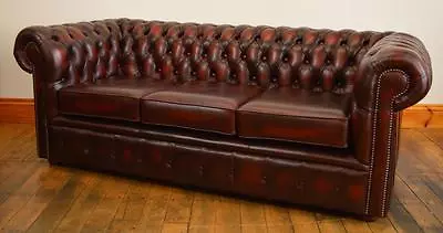 Chesterfield Leather Suite Chair Sofa B/NEW SALE • £1099