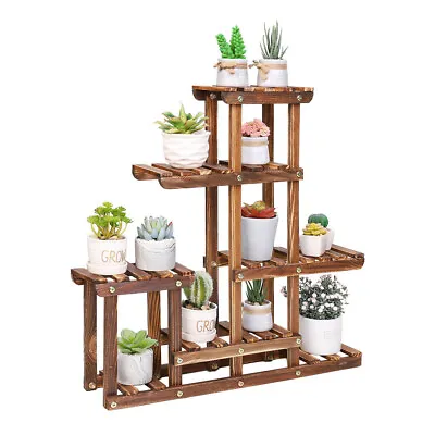 4/5 Tier Wooden Plant Stand Garden Flowerpots Shelf Vertical Display Holder • £15.95