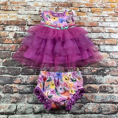 Matilda Jane Dress 3-6M Baby Wide Awake Frenchie Floral Tulle Tutu Bloomers • $19.79