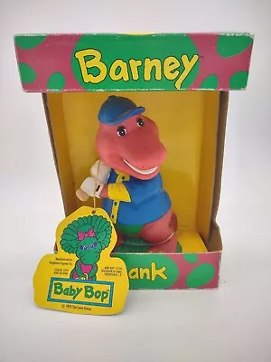 BARNEY DINOSAUR BANK Baseball Bat Swinging Backpack Vintage 90s Lyons Group 1992 • $10