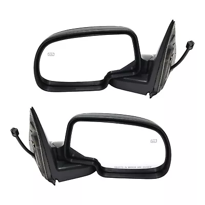 Side View Mirrors Power Heated Smooth Black With Puddle Pair For 00-02 Chevy GMC • $68.02