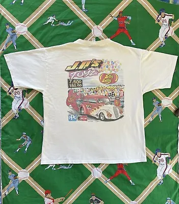 Vintage Henley Men's XL White Jelly Belly Racing T Shirt J.P.'s Toyz • $19