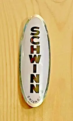 Schwinn Bike Vintage Style Chrome Head Badge Black White Chrome Curved NEW • $25