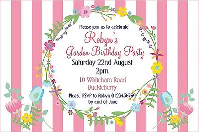  Personalised Vintage Afternoon Tea Garden Party Birthday Invitations X 10 • £4.85