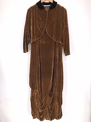 Marrika Nakk Cowgirls Rust Brown Silk Blend Velvet  Victorian Dress M? • $250