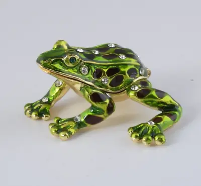 Keren Kopal Green Frog Trinket Box Decorated With Austrian Crystals • $32