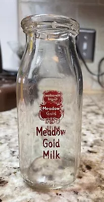 Vintage Meadow Gold HALF PINT Small Glass Milk Bottle 5 1/2” Tall NO CHIPS • $8