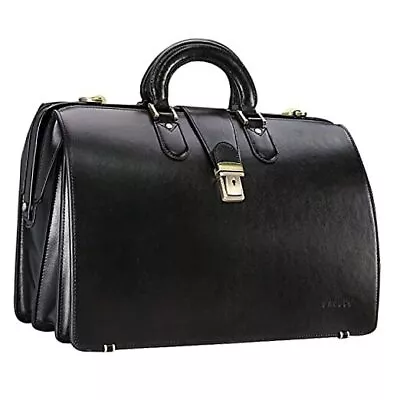  Leather Briefcase For Men With Lock Doctor Bag Attach Case Hard 15.6 Inch  • $297.96