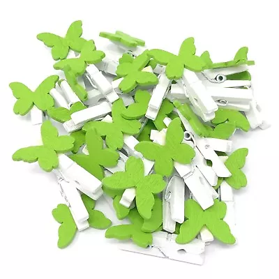 30mm Mini Clothes Pegs With 20mm Butterflies Craft For Shabby Chic Wedding Decor • £15.39