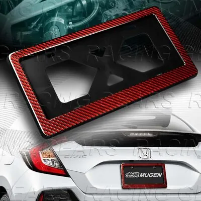 1 X Red Carbon Fiber W-power 2 In 1 License Plate Holder  Frame+bracket • $24.95