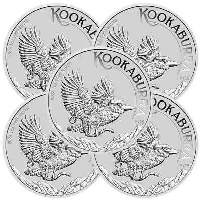 Lot Of 5 - 2024 $1 Australian Silver Kookaburra 1 Oz .9999 Fine BU • $158.36