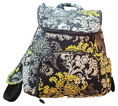 Vera Bradley Backpack Black/Yellow Floral Travel/School Bag Baroque Pockets Zip • $17.99