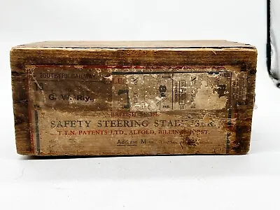 Vintage / Antique Wooden Box Lid Southern Railway Safety Steering Stabiliser Ttn • £24.99