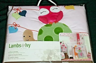 $39.99 • Buy Lambs & Ivy Sprinkles 4 Piece Crib Bedding Set Girls Nursery Elephant Owl Turtle